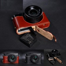 Custodia mezza cover per fotocamera Panasonic LX100 fatta a mano in vera pelle