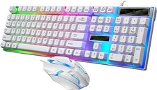 Kit Tastiera e Mouse Gaming Cablato Retroilluminato Meccanico per Computer PC Portatile