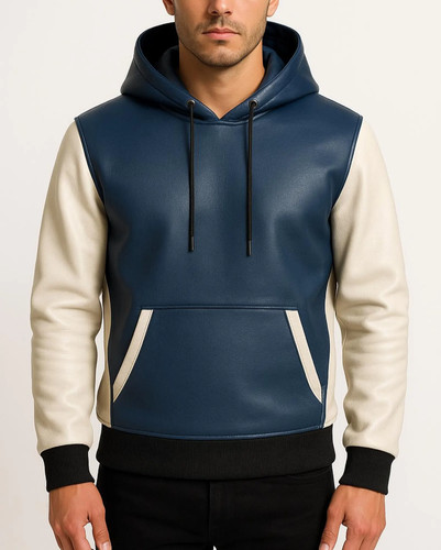Giacca pelle blu - blu, uomo