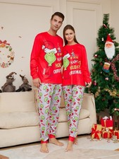 Pigiama natalizio famiglia abbinato adulti bambini divertente Grinch nightwear pigiama pigiama