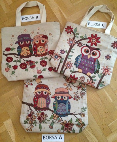 Borsa canvas 40x40 - borsa, gufo