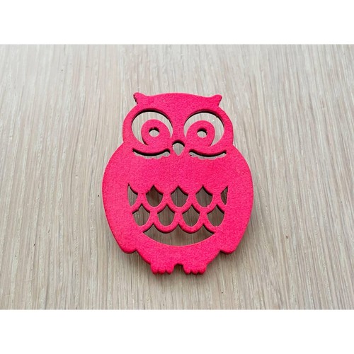 Spilla gufo rosa - , legno