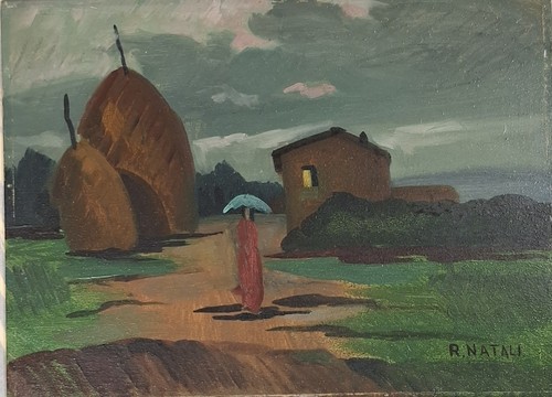 Quadro olio tavola renato - olio, su