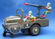 MODERN TOYS MADE IN JAPAN - DESERT PATROL JEEP / BATTERY - U.S. ARMY - 1960s