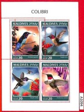 A1094 MALDIVE - ERRORE MISSPERF 2018 UCCELLINI COLIBRI Птицы Колибри Натура