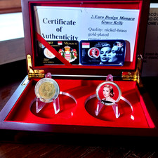 MONACO DITTICO 2 EURO GRACE KELLY PROVA+2 EURO COLORATA PROOF GRACE KELLY