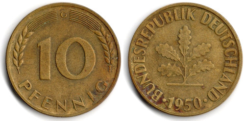 Germania pfennig 1950 - 10, pfennig,