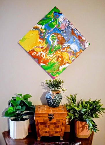 Quadro astratto acrilico - , su