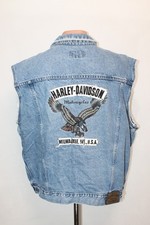 Gilet jeans vintage Harley Davidson Milwaukee Eagle USA denim Gillet taglia XXL anni 90