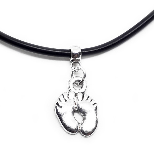 Collana nera piedini argento - collana,
