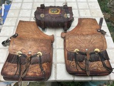 X HARLEY DAVIDSON SET PARURE 3 X BORSE IN PELLE TASCHE DA VIAGGIO INDIAN COW BOY