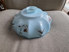 Antico Paralume In Vetro Azzurro Vintage Per Lampada Antiquariato