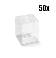 50 PZ Scatola pvc trasparente 6X6X12 cm portaconfetti per BOMBONIERA 0LNP