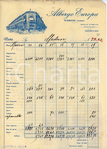 1948 varese albergo europa - varese,