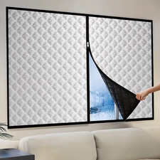 Tenda per Finestra Termica Invernale Con Cerniera Copertura Isolante Autoadesiva