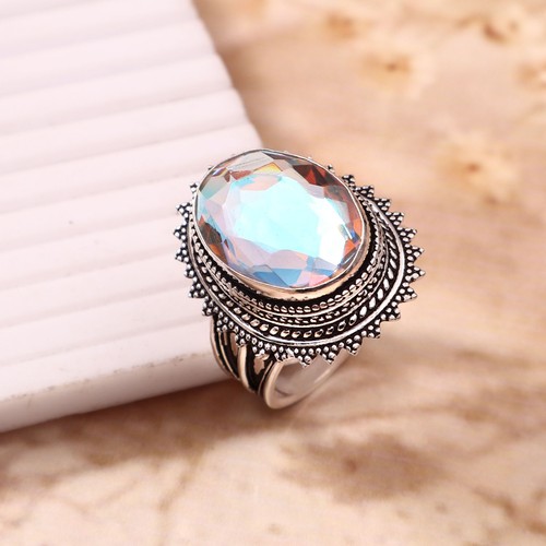 Anello ovale quarzo mistico - ovale,