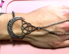 Bracciale BACIAMANO donna Triquetra Triscele Acciaio Luna nodo celtico argento