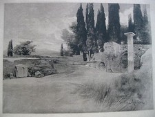 stampa antica CASTELLI ROMANI CAMPAGNA ROMANA TIVOLI VILLA ADRIANA CARLANDI 1904