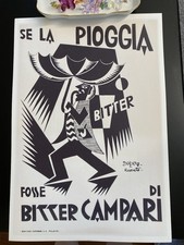Bitter Campari La Pioggia Depero Futurismo Poster Art Déco 33 × 48 carta lusso