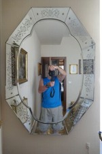 Antiquariato specchio specchiera murano veneziana con coppia di applique