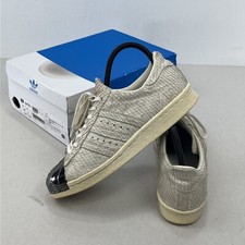 Scarpe da ginnastica Adidas Superstar anni 80 punta in metallo grigio taglia UK 5