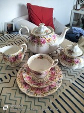 Serviz. 12 thè ROYAL ALBERT-SERENA- tazze piattino piatto dolce teiera+lattiera