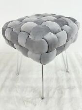 Pouf Intrecciato Venezia In Velluto Grigio