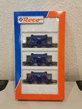 Roco H0 44051 3 pezzi Set carri merci tipo Fccpps versione blu nuovi e imballo originale