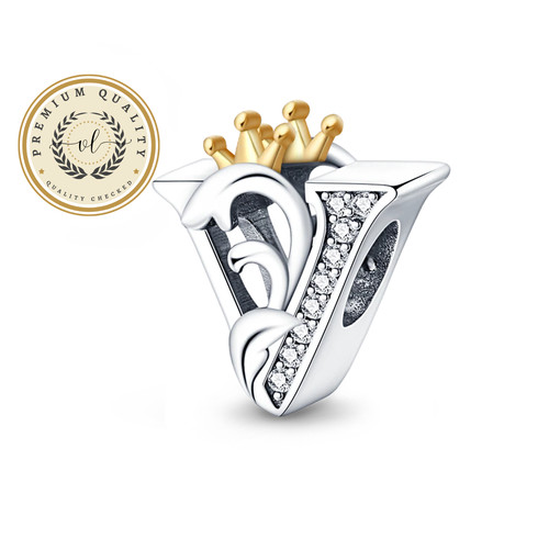 Charm corona lettera - corona, v,