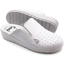 CIABATTE DONNA PANTOFOLE IN VERA PELLE CHIUSA ZOCCOLI LAVORO INFERMIERE OSPEDALE