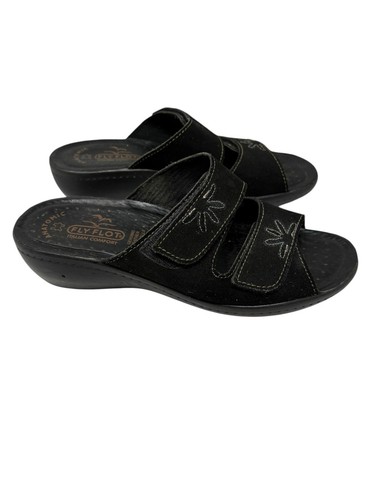 Fly flot black suede - suede, floral