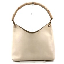 Gucci borsa a mano in bambù pelle bianca autentica 364T0343