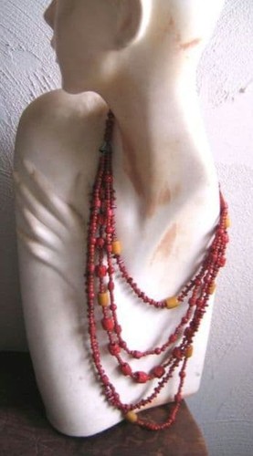 Collana lunga etnica perle - , di