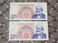 1000 LIRE VERDI I TIPO Decreto 14 Luglio 1962 Coppia Consecutiva Non Circolate