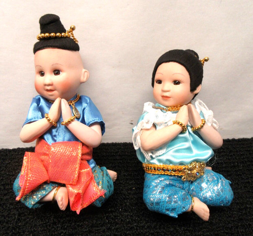 Vtg porcelain silk thai boy - silk,
