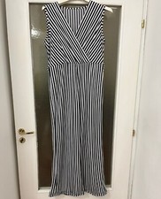 Tuta Elegante Jumpsuit a Righe Colori Blu e Bianco Taglia L senza Maniche 