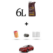 HOFFCAR Kit tagliando 4 FILTRI e 6L OLIO per Alfa Romeo GT 3.2 V6 24V 176kw dal 