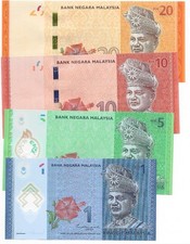 Set corto Malesia - 1,5,10,20 Ringgit carta/polimero UNC