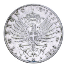 1 LIRA 1905 AQUILA SABAUDA RR VITT. EMANUELE III