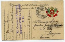 WW 1° CARTOLINA IN FRANCHIGIA 1915 CROCE ROSSA TIMBRO OSPEDALETTO DA CAMPO 91