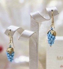 Orecchini In Argento 925 E Turchese, Orecchini A Grappoli D’uva, Da Donna