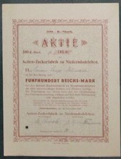 Zuccherificio Actien zu Niederndodeleben 1929 500 RM firme originali