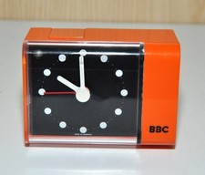 Orologio Sveglia Kienzle marchiata BBC plastica arancione luce notturna vintage
