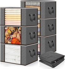 6 Pezzi 90L Scatole per Vestiti, Contenitori per Armadio Salvaspazio Pieghevole 