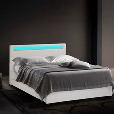 Letto matrimoniale 2 piazze moderno con rete testiera led cassetti 160x190 Genev