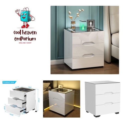 Comodino bianco lucido con