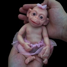 Bambola 7" Micro Preemie Full Body Silicone Scimmia Baby "Lux" realistica Mini Reborn