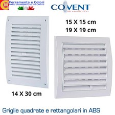 Griglia di Aerazione COVENT Rettangolare Quadrata Plastica ABS Alette Regolabili