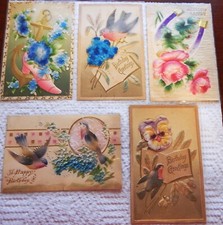 Antico lotto di 5 cartoline compleanno 1910