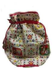 Borsetta con Lacci Portaoggetti Fantasia Tirolese Stoffa Cotone Imbottito 